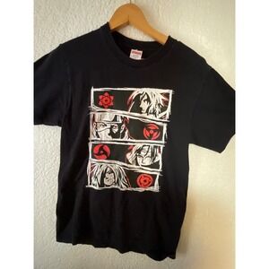 Supreme Naruto sharingan Manga  distressed Graphic Tee Black T-Shirt Mens Medium